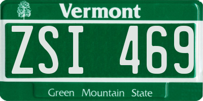 VT license plate ZSI469