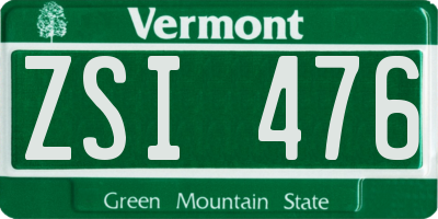 VT license plate ZSI476