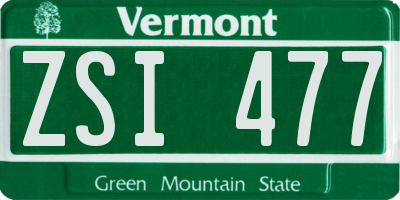 VT license plate ZSI477