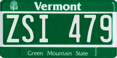 VT license plate ZSI479