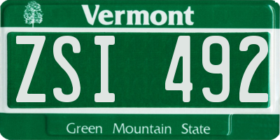 VT license plate ZSI492
