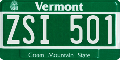 VT license plate ZSI501