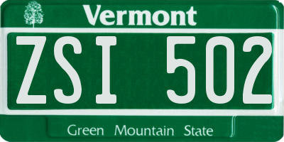 VT license plate ZSI502