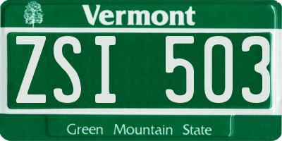 VT license plate ZSI503
