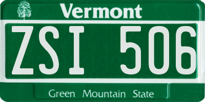 VT license plate ZSI506