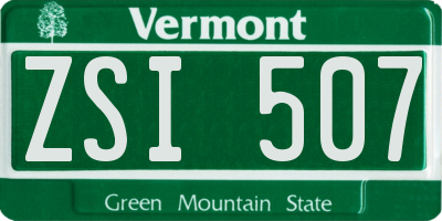 VT license plate ZSI507