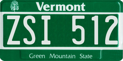 VT license plate ZSI512