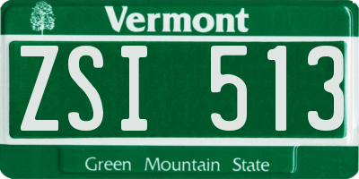 VT license plate ZSI513