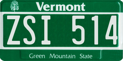 VT license plate ZSI514