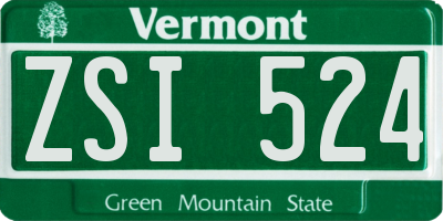 VT license plate ZSI524