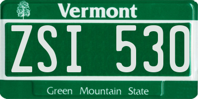 VT license plate ZSI530