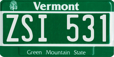VT license plate ZSI531