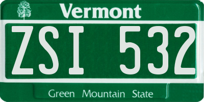 VT license plate ZSI532