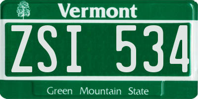 VT license plate ZSI534