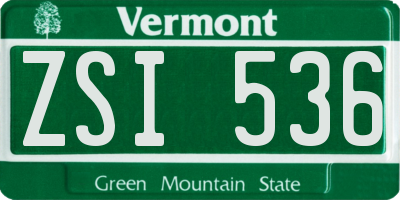 VT license plate ZSI536