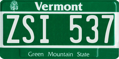 VT license plate ZSI537