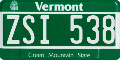 VT license plate ZSI538