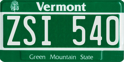 VT license plate ZSI540