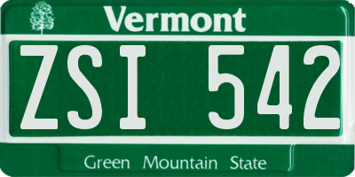 VT license plate ZSI542