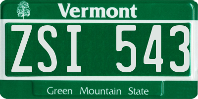VT license plate ZSI543
