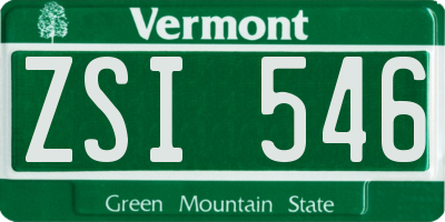 VT license plate ZSI546