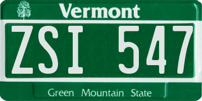 VT license plate ZSI547
