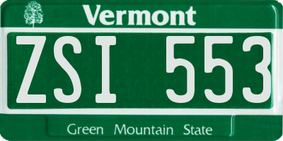 VT license plate ZSI553