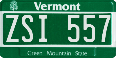 VT license plate ZSI557