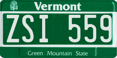 VT license plate ZSI559