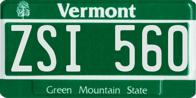 VT license plate ZSI560