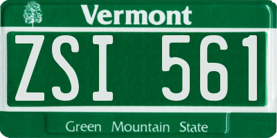 VT license plate ZSI561
