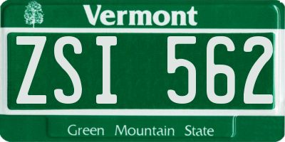VT license plate ZSI562
