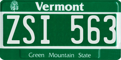 VT license plate ZSI563