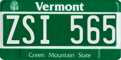 VT license plate ZSI565
