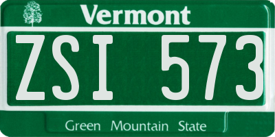 VT license plate ZSI573