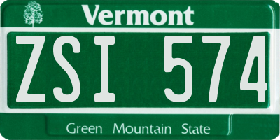 VT license plate ZSI574