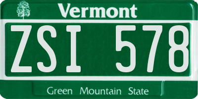 VT license plate ZSI578