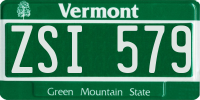 VT license plate ZSI579