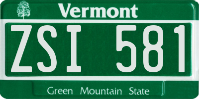 VT license plate ZSI581