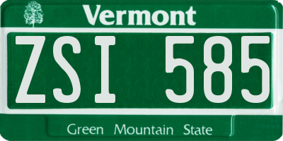 VT license plate ZSI585