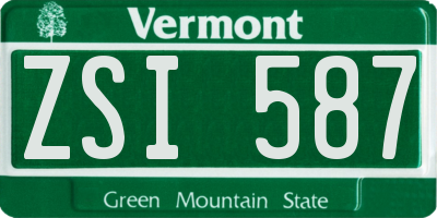 VT license plate ZSI587