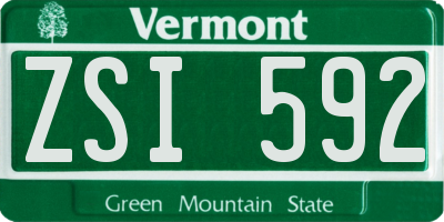 VT license plate ZSI592
