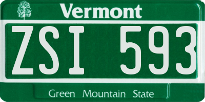 VT license plate ZSI593