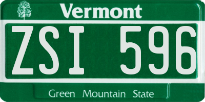 VT license plate ZSI596