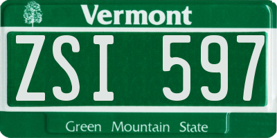 VT license plate ZSI597