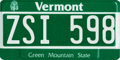 VT license plate ZSI598
