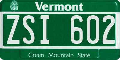 VT license plate ZSI602
