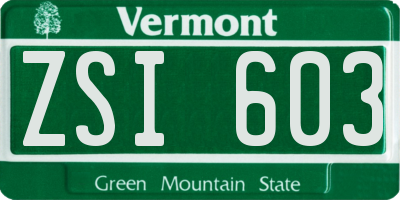 VT license plate ZSI603