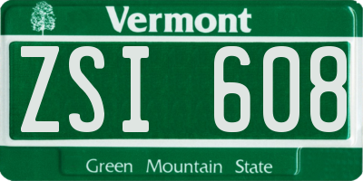 VT license plate ZSI608