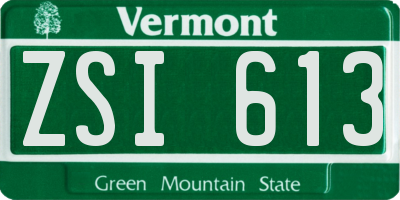 VT license plate ZSI613